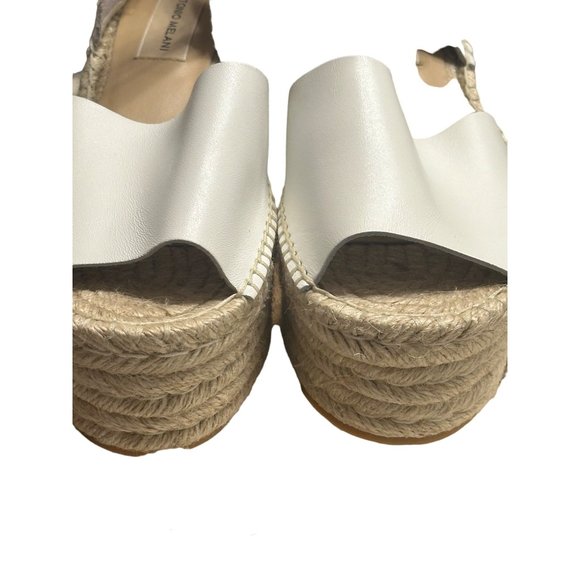 Antonio Melani White Sandals Size 6.5M Leather Wedge Espadrille‎ - Picture 2 of 8